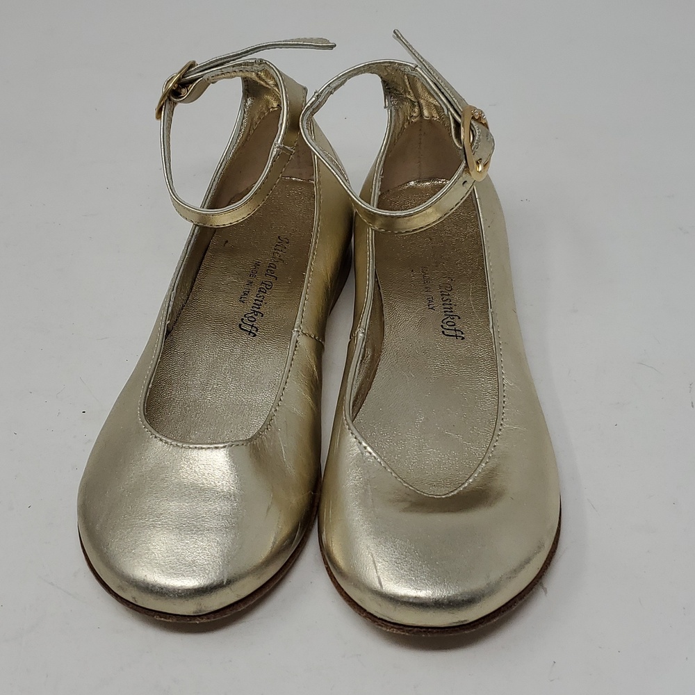 Michael Pasinkoff Kids Gold Dress Shoes with Ankle Strap Made In ITALY Girls 11